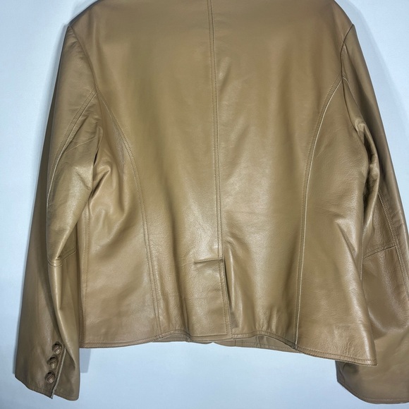Pamela McCoy Tan Leather Blazer Jacket - Picture 3 of 11